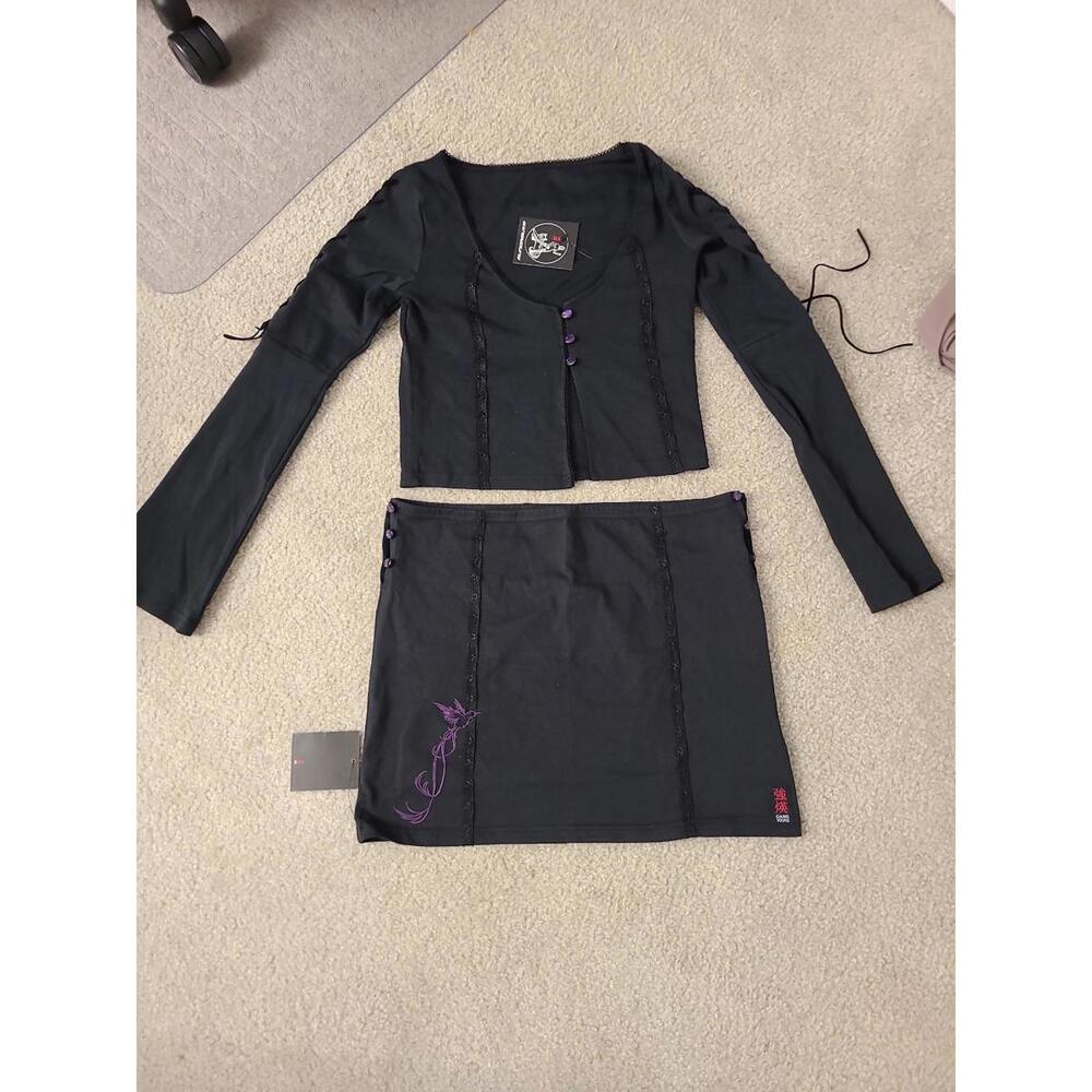 Gangyoung Long Sleeve Crop Top and Skirt